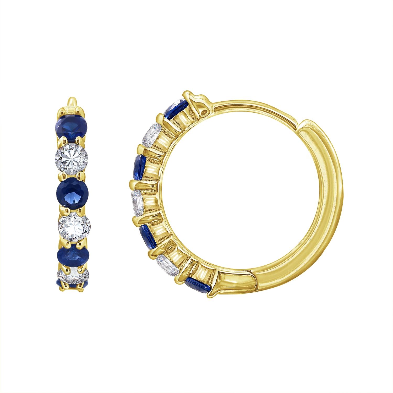 Hoa tai Sapphire Hoop J’admire bạc 925 cao cấp mạ Vàng 14K đính đá Sapphire nhân tạo cao cấp và Cubic Zirconia trắng