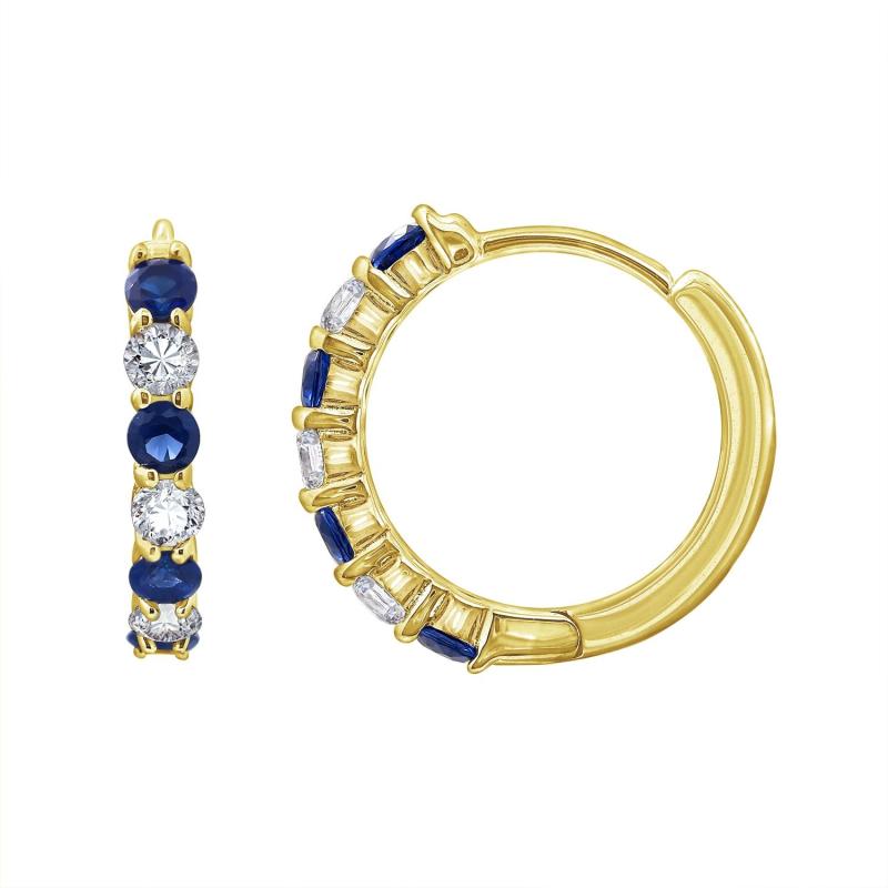 Hoa tai Sapphire Hoop J’admire bạc 925 cao cấp mạ Vàng 14K đính đá Sapphire nhân tạo cao cấp và Cubic Zirconia trắng
