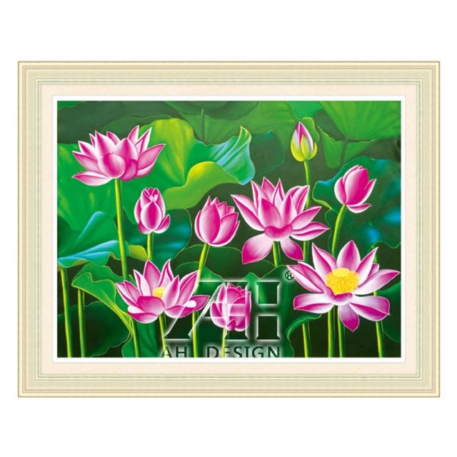 Tranh thêu chữ thập hoa sen 3d ailuo al53457