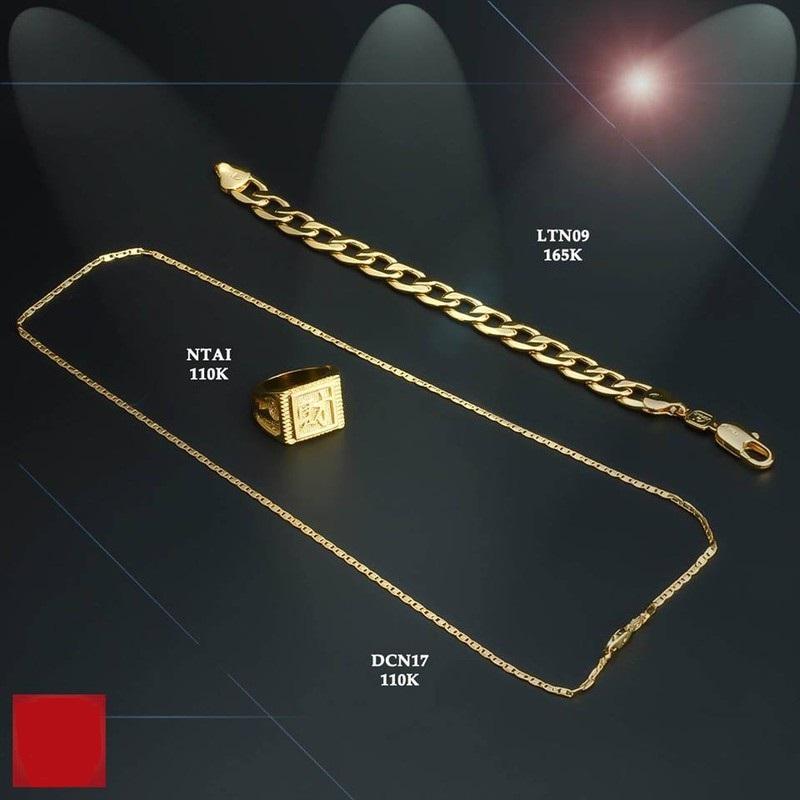 Bộ 03 COMBO ( Dây chuyền Dẹt - Nhẫn chữ phúc - Lắc tay ) Mạ vàng 24k công nghệ Hàn Quốc