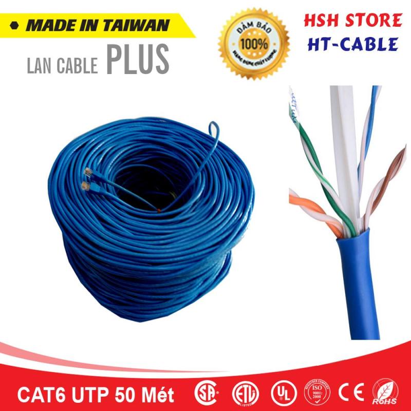 Bảng giá Dây cáp mạng Cat6 UTP HT-Cable 50 Mét Có sẵn 2 đầu (Màu xanh, Mới 100%) Phong Vũ