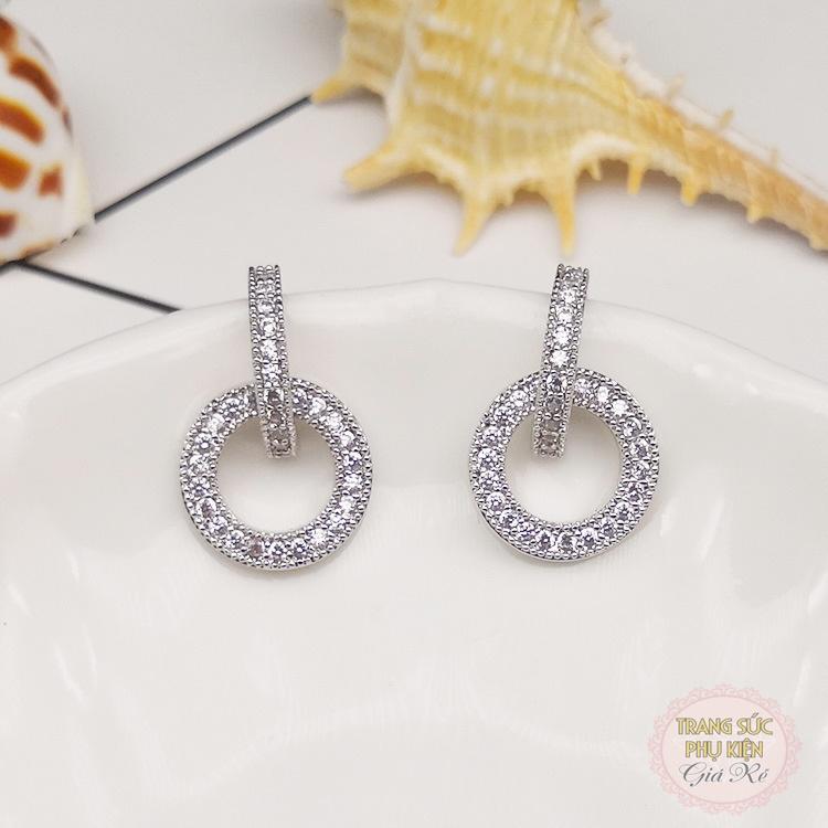 [HCM]Bông tai mẫu mới hot trend thời trang Hàn Quốc đá sáng cực xinh HK Bạc ý S925 HT163