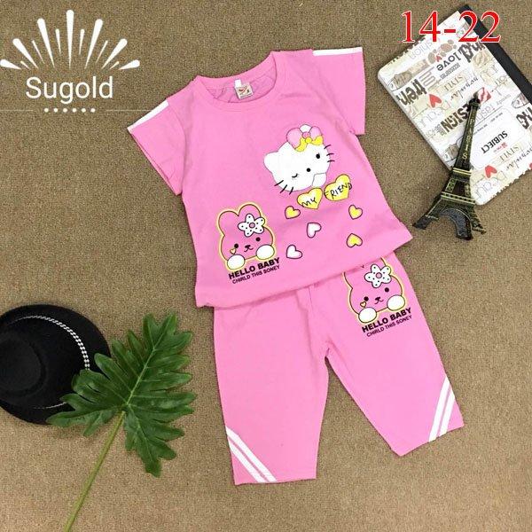 Bộ thun lửng mèo Kitty dễ thương cho bé gái 5 -7 tuổi 31kg