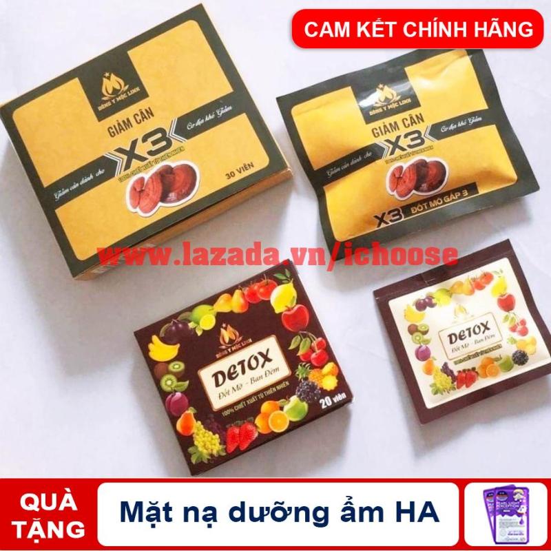 Giảm cân Đông Y Mộc Linh X3 - Tặng kèm 20 viên detox ban đêm và Tặng mặt nạ dưỡng ẩm