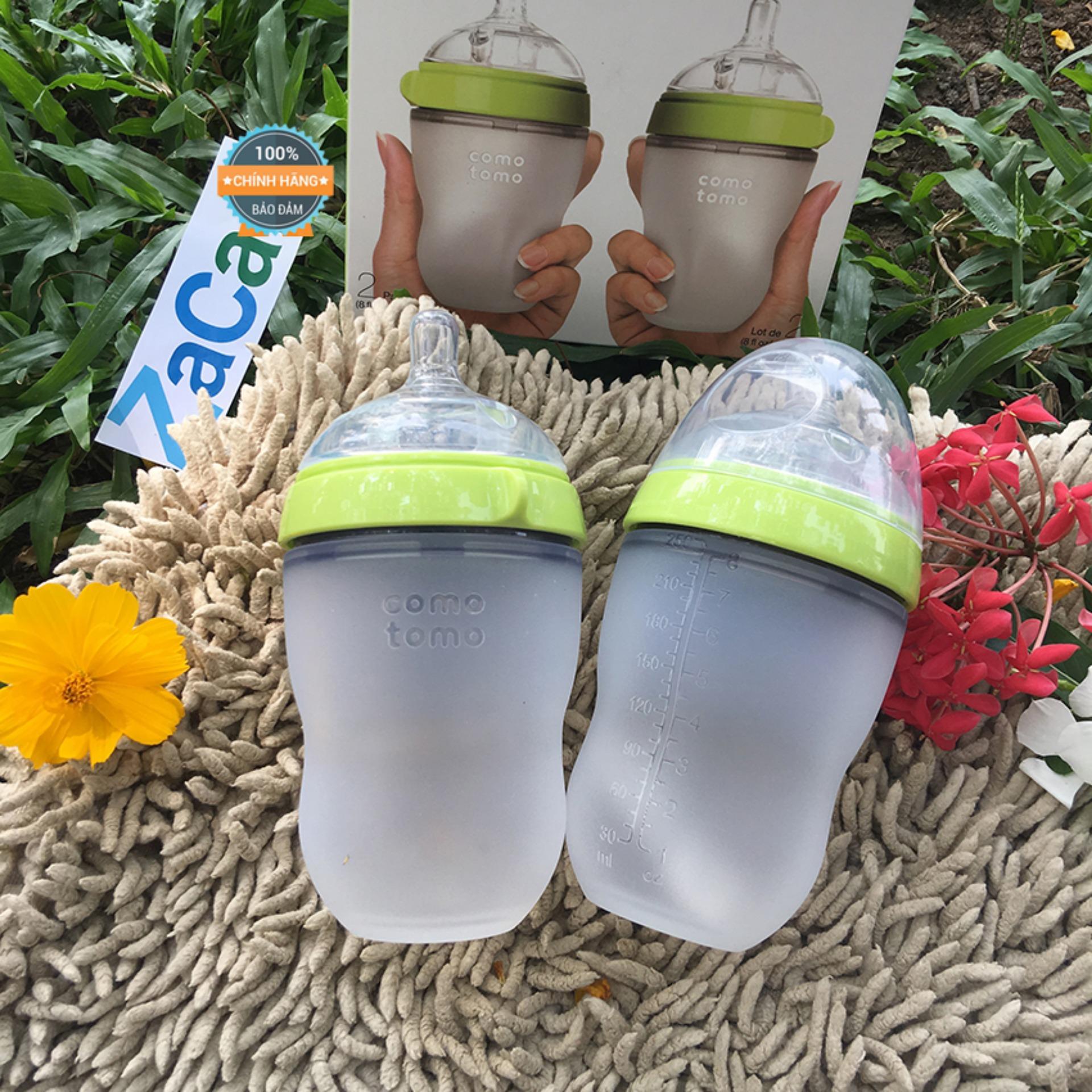Bộ 2 Bình Sữa Comotomo Silicone 250Ml ( Xanh )