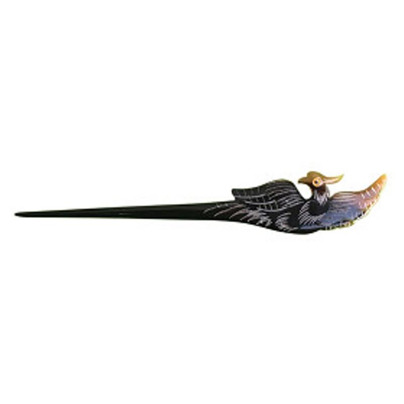 Trâm cài sừng trâu cao cấp ts09 bồ câu tối màu dài 17,5x2,5cm