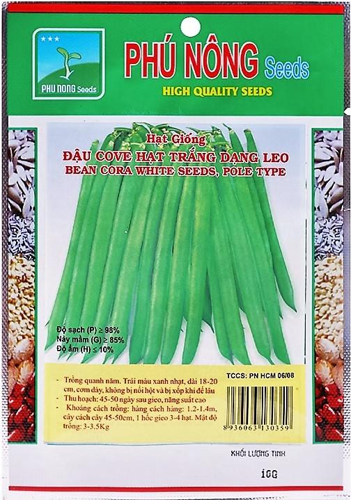 [HCM]Hạt Giống Đậu Cove Hạt Trắng Dạng Leo Phú Nông -Gói 10G .
