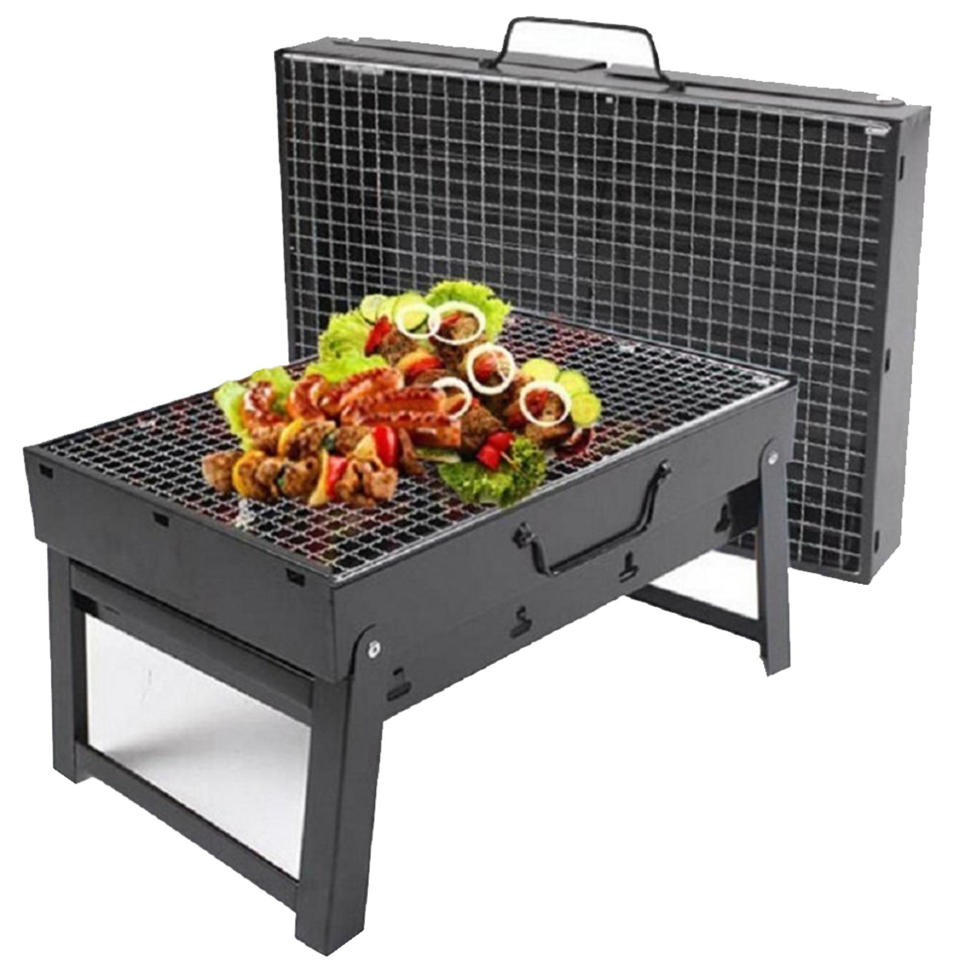 Bếp nướng than củi 2 tầng hình chữ nhật KamiHome (35 x 27 x 6/21cm) + kèm Vỉ nướng