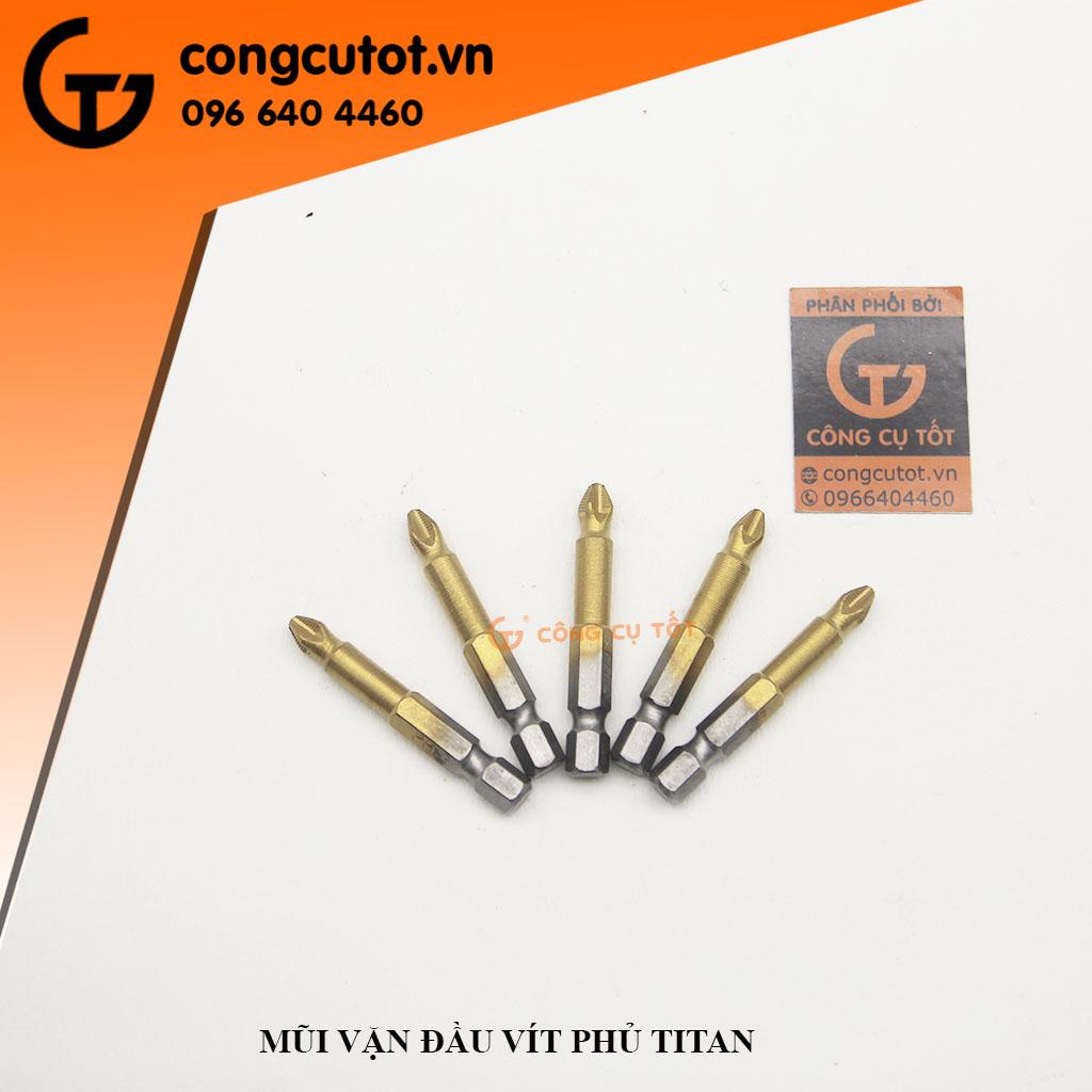 Mũi vặn đầu vít phủ Titanium chuôi lục