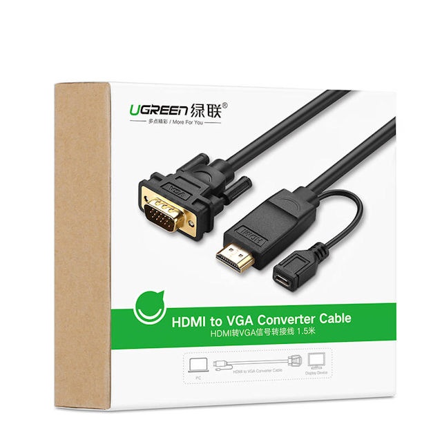 Cáp HDMI sang VGA dài 1.5m UGREEN MM117 Cáp HDMI sang VGA dài 1.5m UGREEN MM117