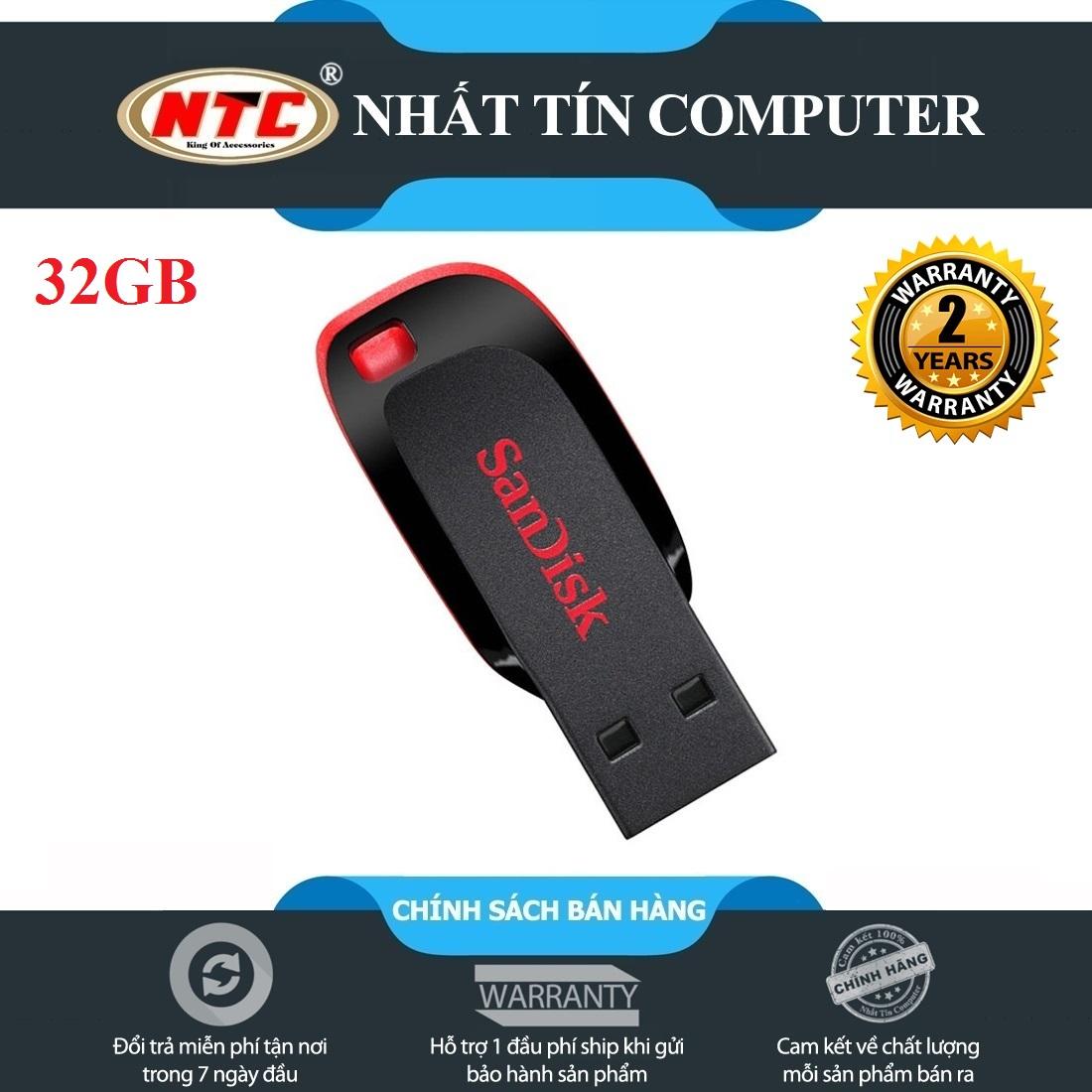 [DUY NHẤT 15.04 - NHẬP MÃ LAZSOCIALSALE1501 GIẢM 30K ĐƠN 69K] USB Sandisk Cruzer Blade CZ50 32GB (Đen) - Nhất Tín Computer