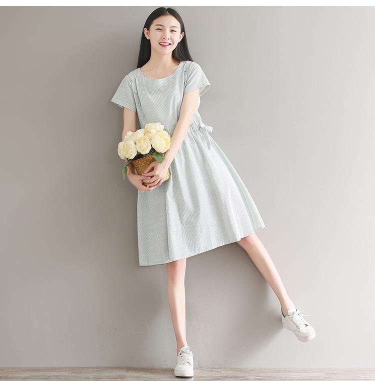 Đầm bầu công sở kẻ xinh 01