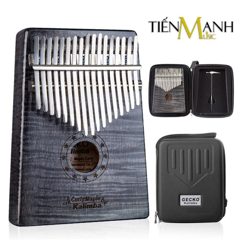 Combo Đàn Kalimba Gecko 17 Phím MC-B và Hộp đựng (Gỗ Phong vân hổ - Mbira Thumb Finger Piano 17 Keys - Kèm Sticker dán note, Decal xanh đỏ, Búa chỉnh âm, Túi đựng, Khăn lau, Sách học, Móng gẩy Tiến Mạnh Music - Giúp cảm thụ âm nhạc tốt)