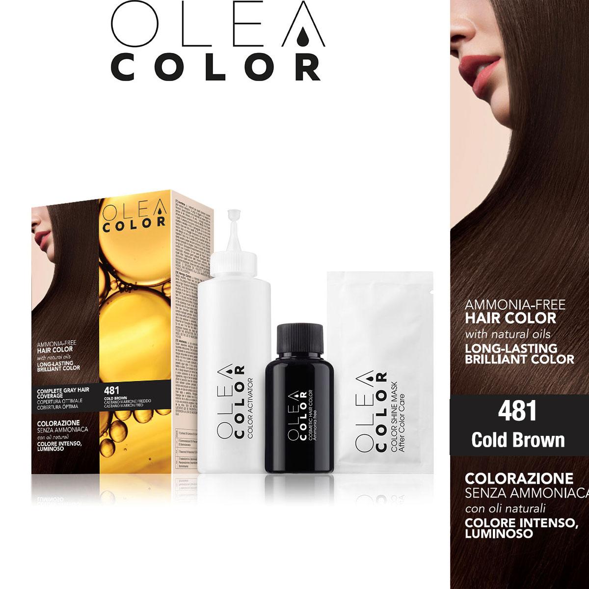 Thuoc nhuom toc khong amoniac olea color italy #481 cold brown
