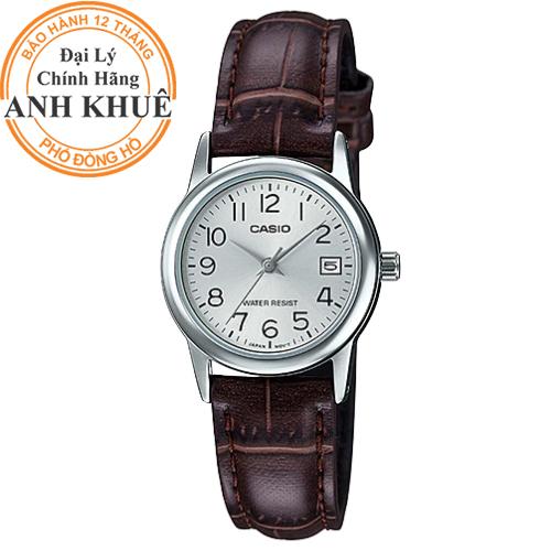 Đồng hồ nữ dây da casio anh khuê ltp-v002l-7b2udf