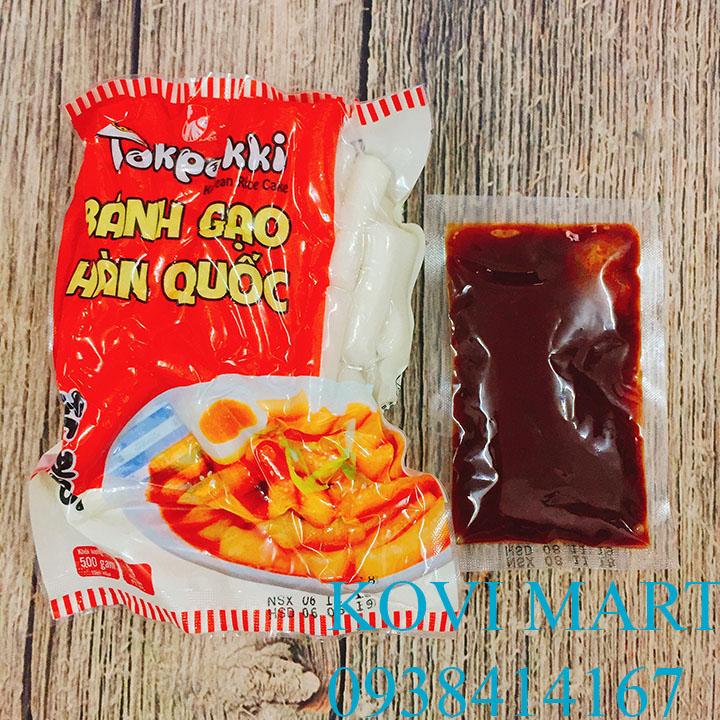 BÁNH GẠO CAY HÀN QUỐC GREEN FOODS GÓI 500G KÈM SỐT ỚT HÀN QUỐC 100G