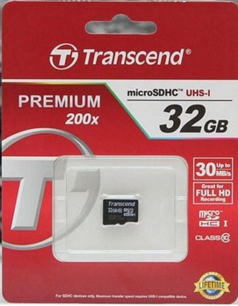 Thẻ nhớ MicroSDHC Transcend Premium 200x 32GB class 10