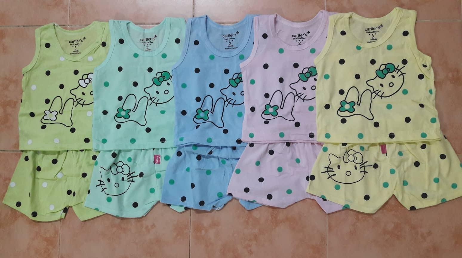 Set 5 bộ sát nách quần đùi bé gái 4-14kg