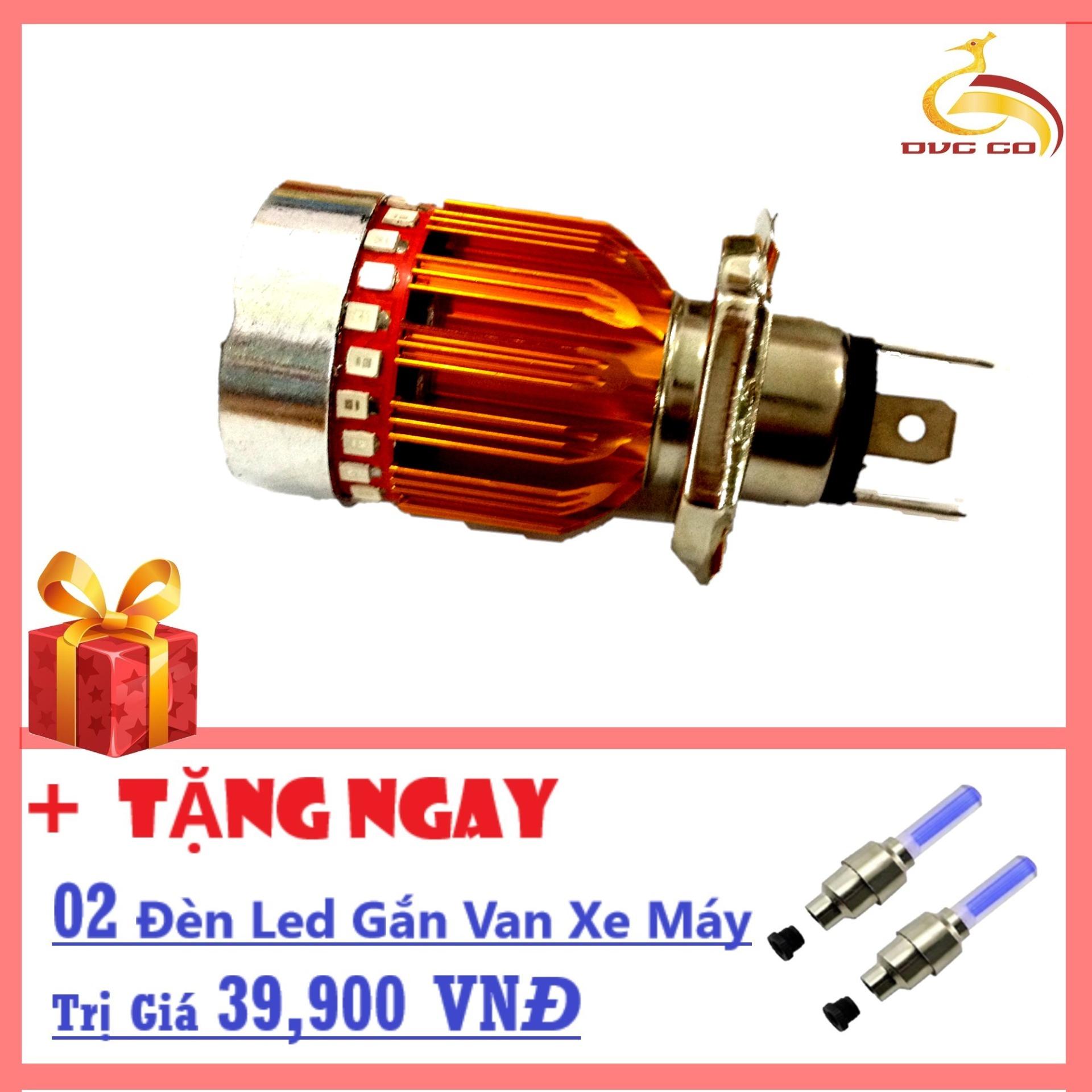 Đèn pha led h4 3 chân 7 màu gắn xe máy + tặng ngay 2 đèn led xanh gắn van xe máy
