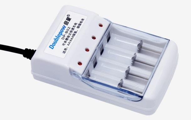 Bộ sạc 4 khe pin + 6 pin sạc aa double pow 1,2v 1200mah