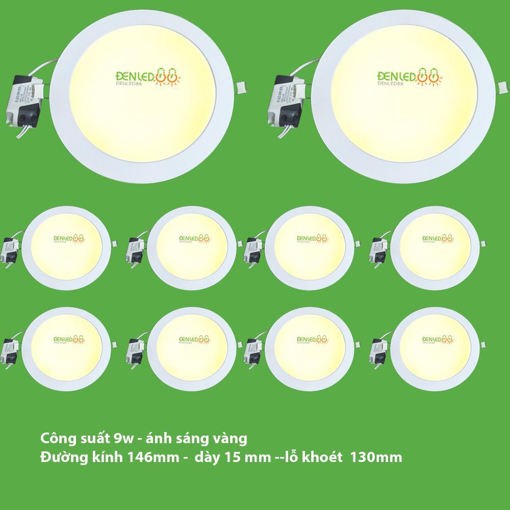 Bộ 10 đèn led âm trần tròn 9w ánh sáng vàng
