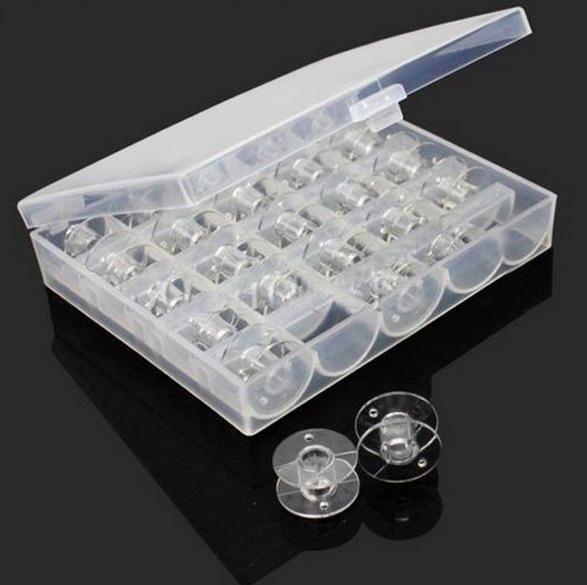 hộp đựng suốt chỉ kèm 25 suốt trong suốt dành cho máy may gia đình
