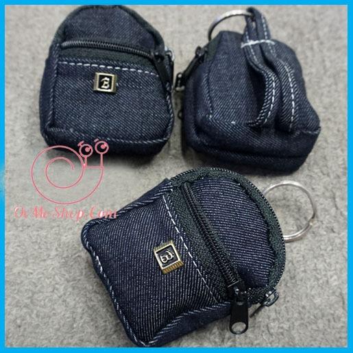 [HCM]Combo 2 Móc khóa balo jeans mini 3 ngăn dây kéo 6cmx7xm
