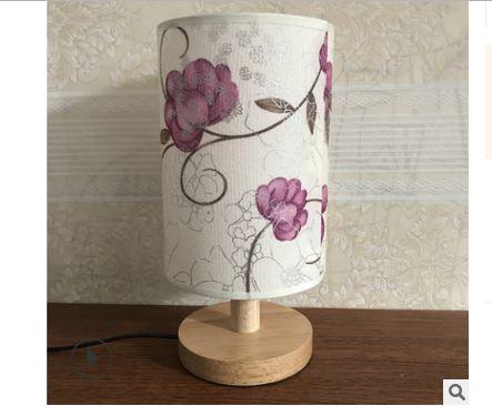 Đèn ngủ để bàn đế gỗ, chao vải tím cao cấp - Tặng kèm bóng LED chuyên dụng
