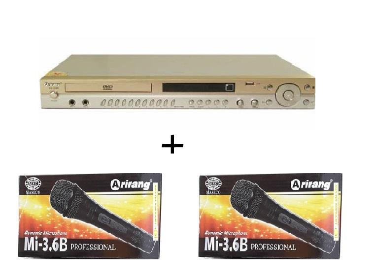 Đầu dvd karaoke arirang ar-36mb + 2 micro có dây arirang 3.6c