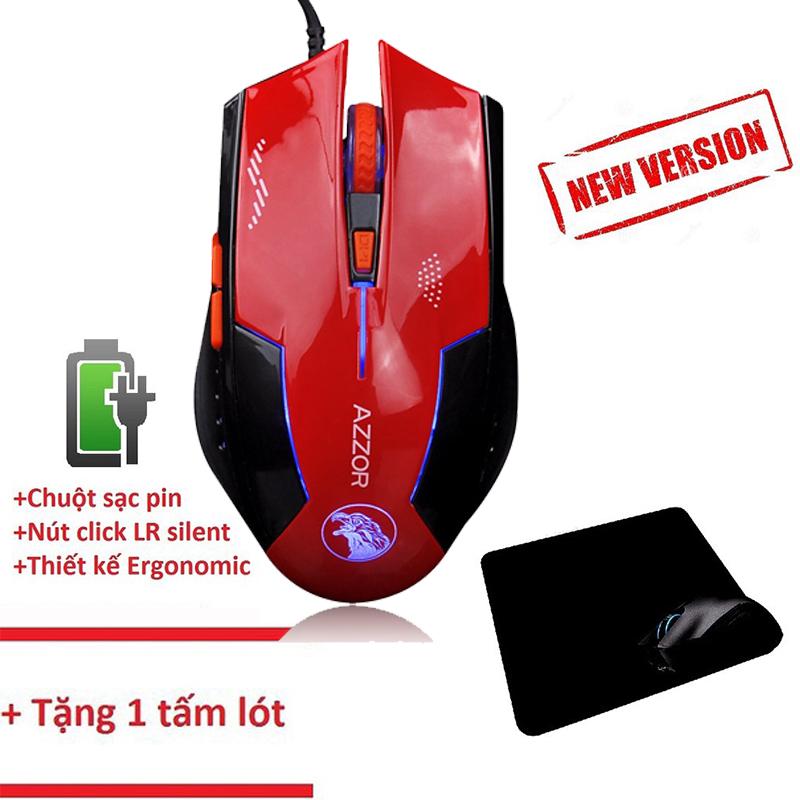 [Tặng lót chuột] Chuột Azzor Eagle Pin Sạc Không Dây Version 3 Click cực êm