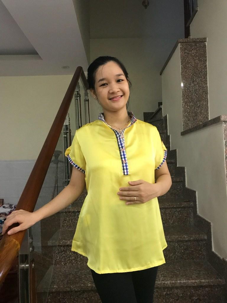 Áo bầu lụa cổ trụ