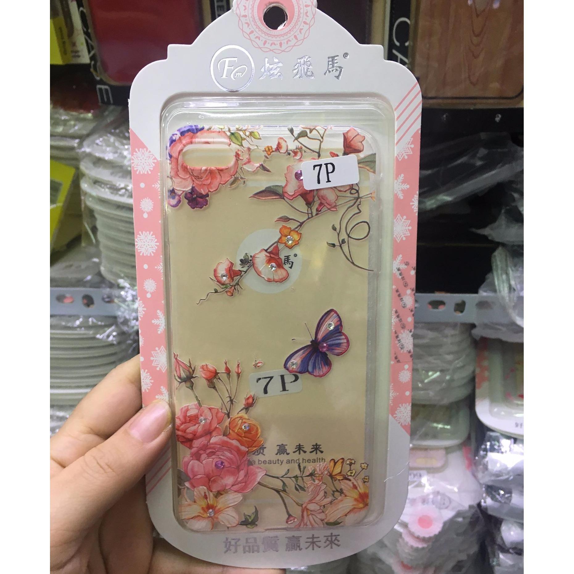 Ốp lưng dẻo thời trang đính đá cho iPhone 7 Plus Tặng kính cường lực