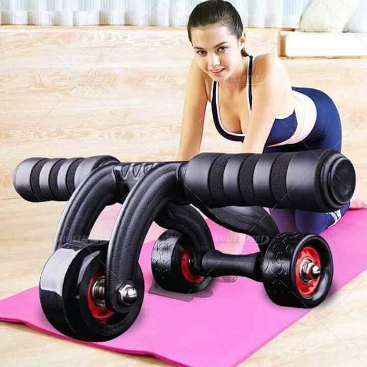 Con lăn tập cơ bụng 4 bánh + Tặng thảm lót gối