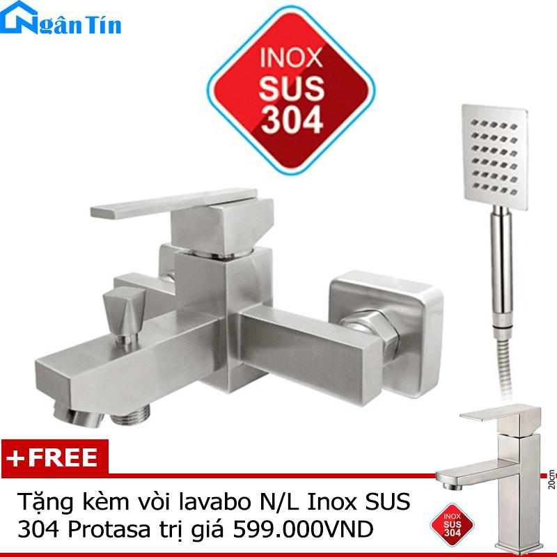 Bộ sen tắm nóng lạnh Inox SUS304 Protasa PT-201 (Tặng kèm một vòi lavabo nóng lạnh Protasa PT-503)
