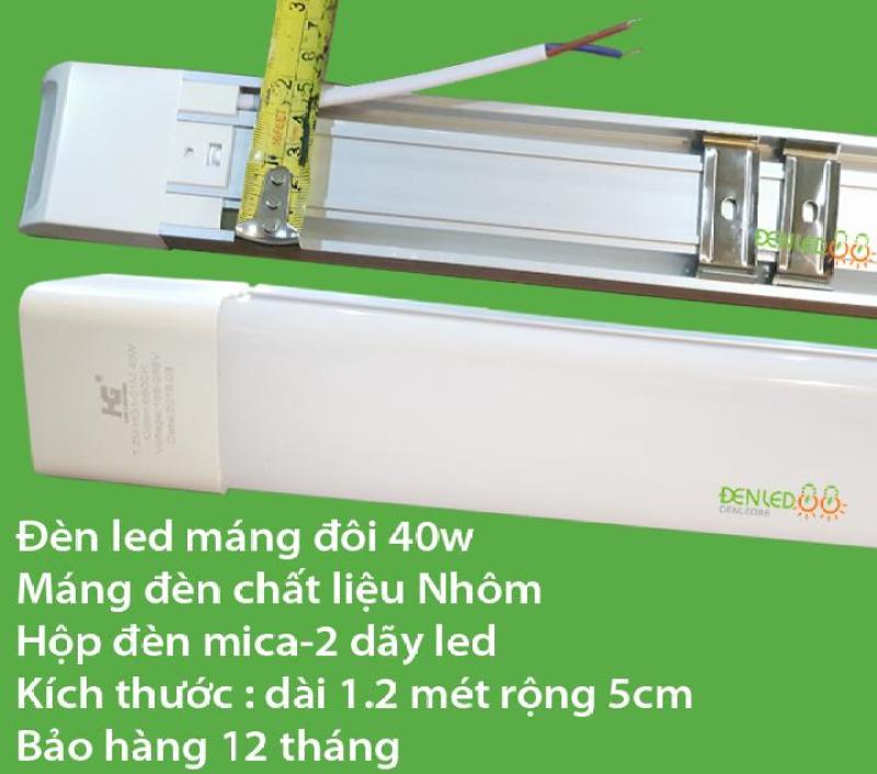 Bộ 2 đèn led Tuýp máng đôi mica 40w-1.2 mét