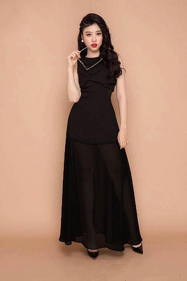 Đầm maxi xoán nơ ngực