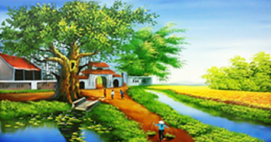 Tranh thêu chữ thập phong cảnh đồng quê 3d lavender lv3049_chưa thêu