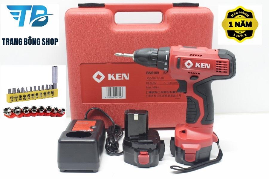 Máy khoan PIN Hãng KEN BN6109 2 Pin + 20 chi tiết ( Đỏ )