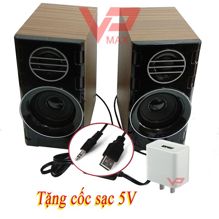 Loa vỏ gỗ loa máy tính sky sound 818 - ft2031 2.0 cực hay vỏ gỗ sang trọng tặng cốc sạc 5v