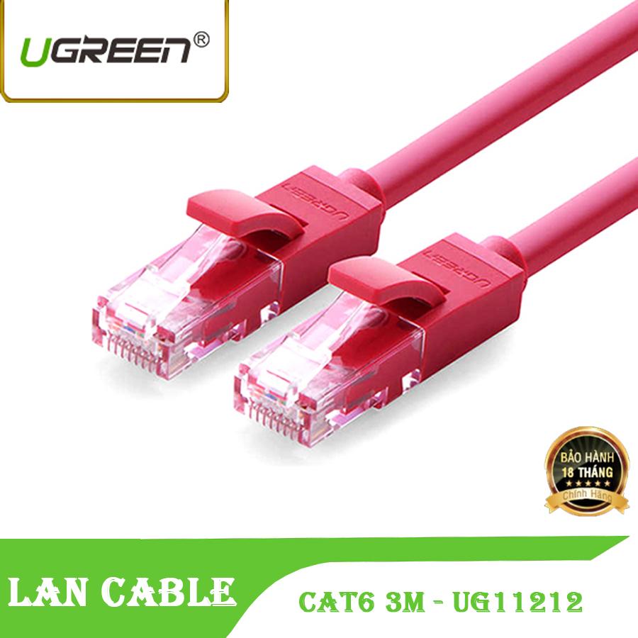 Dây cáp mạng cat6 utp 2 đầu đúc sẵn ugreen nw101 11212 màu đỏ - 3m
