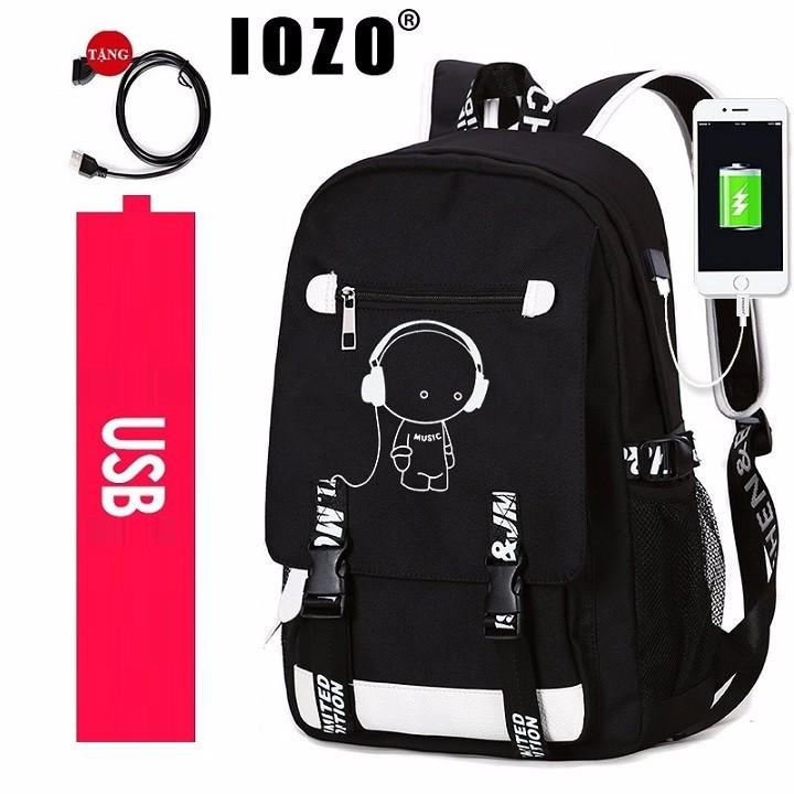 Balo Đi Học Thời Trang Nam Đẳng Cấp EU, Tặng Ngay Cáp USB Tiện Lợi - Balo nam nữ hình Boy Music