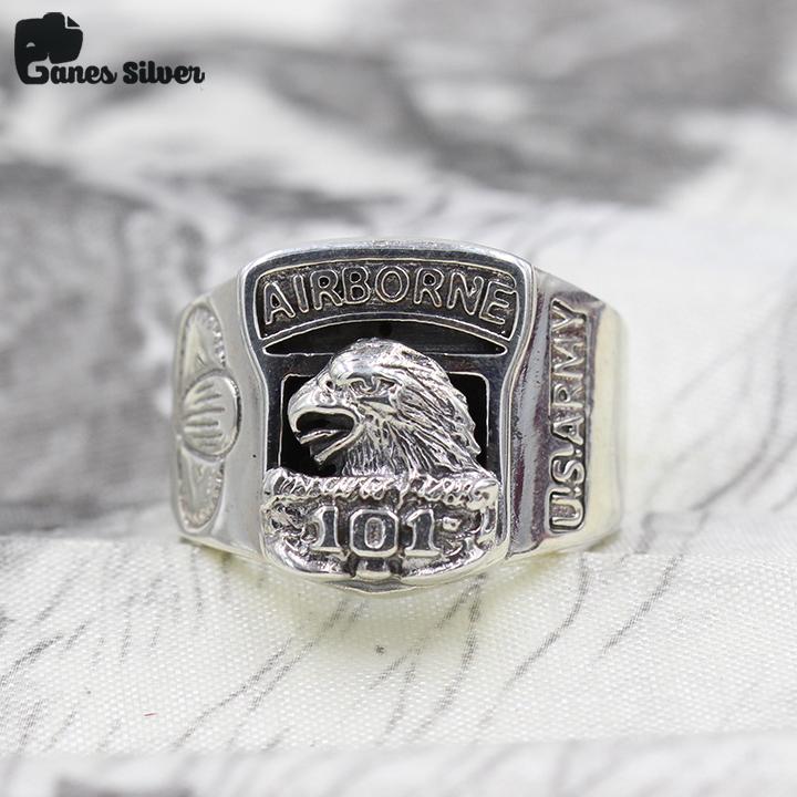 Nhẫn nam không quân hoa kỳ chất liệu bạc thái cao cấp - thương hiệu ganes silver