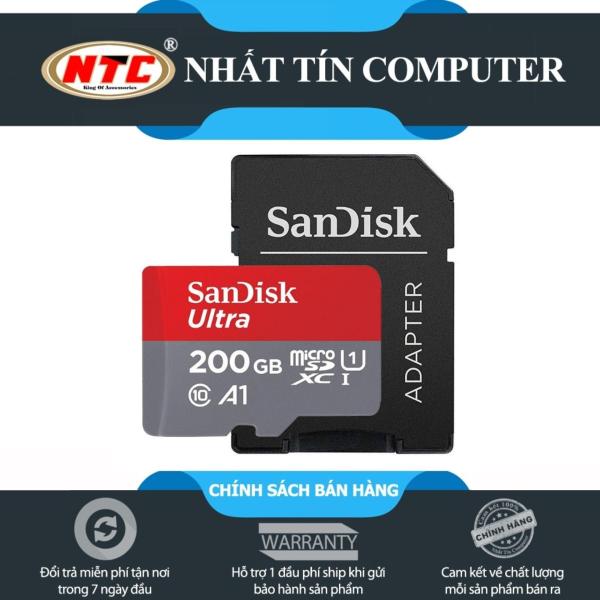 Thẻ nhớ MicroSDXC SanDisk Ultra A1 200GB Class 10 U1 100MB/s (Đỏ) - kèm adapter - Nhất Tín Computer