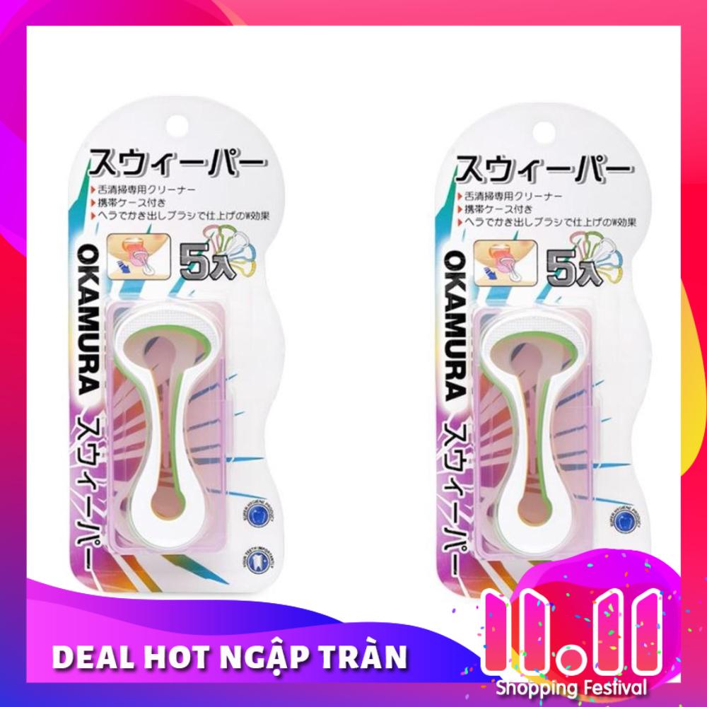 2 Vỉ Dụng cụ cạo lưỡi cao cấp Nhật gói 5 chiếc - Okamura (Japan)