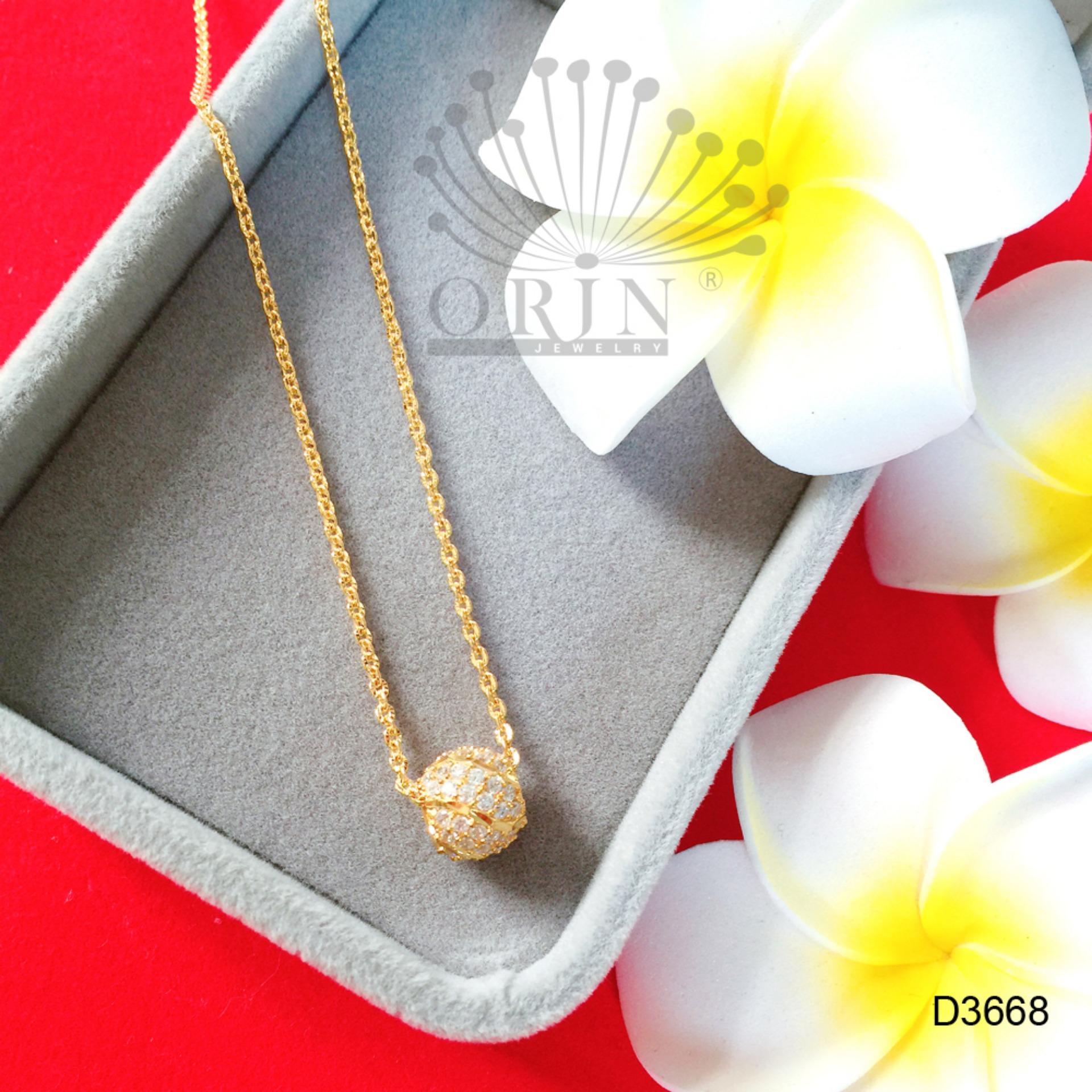 Dây chuyền nữ thời trang cao cấp mặt cầu tròn khía nhỏ xéo cao cấp Orin D3668 - Long Tien
