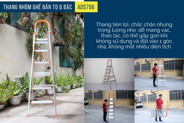 Thang nhôm ghế bản to 6 bậc advindeq ads-706