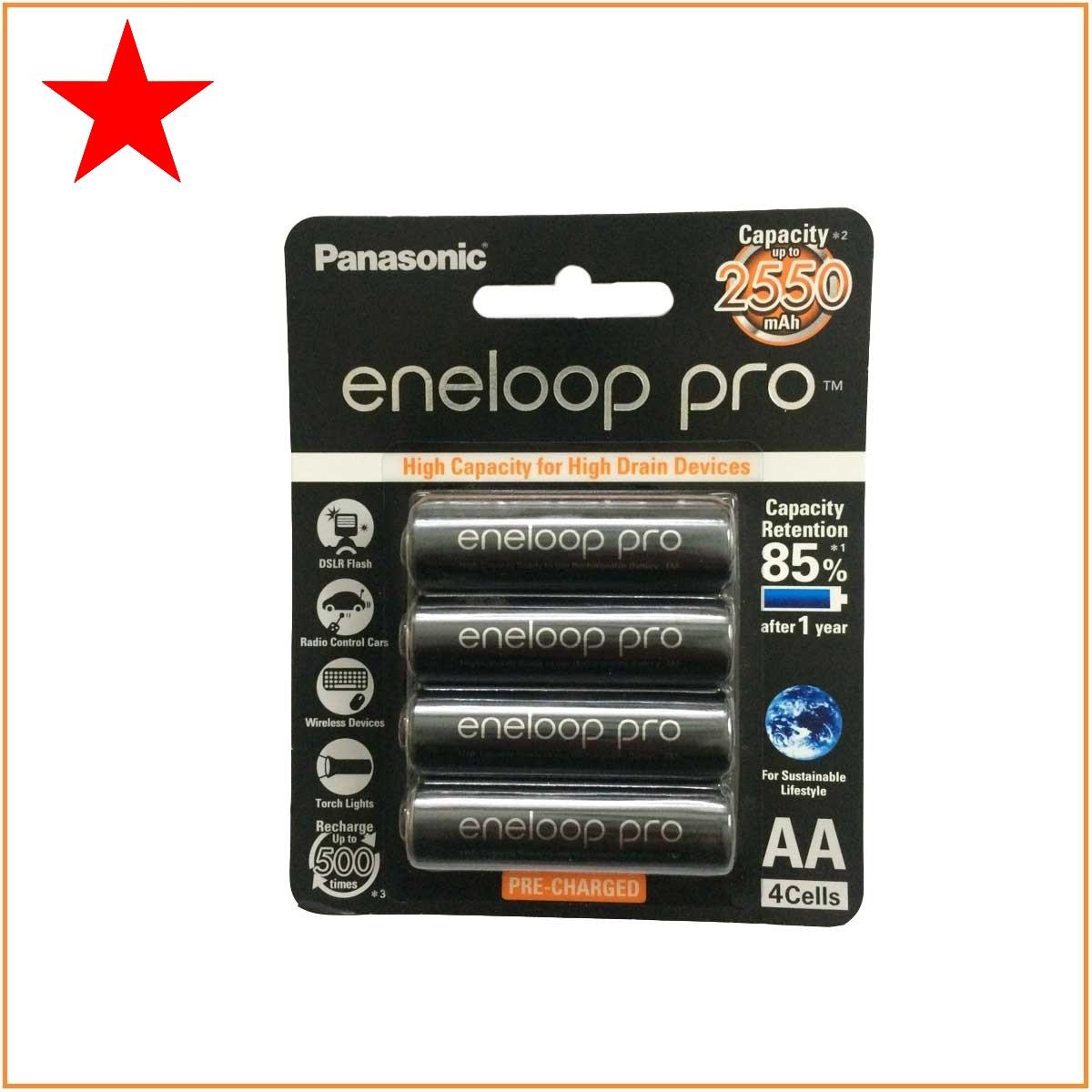 1 vỉ pin sạc AA Panasonic Eneloop 2550mAh 1 vỉ 4 viên