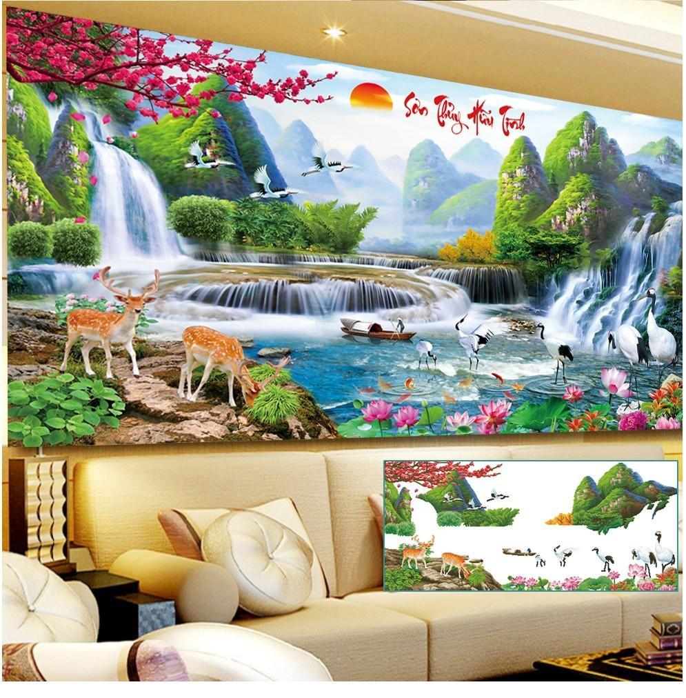 Tranh đính đá sơn thủy hữu tình y8076-160x70cm