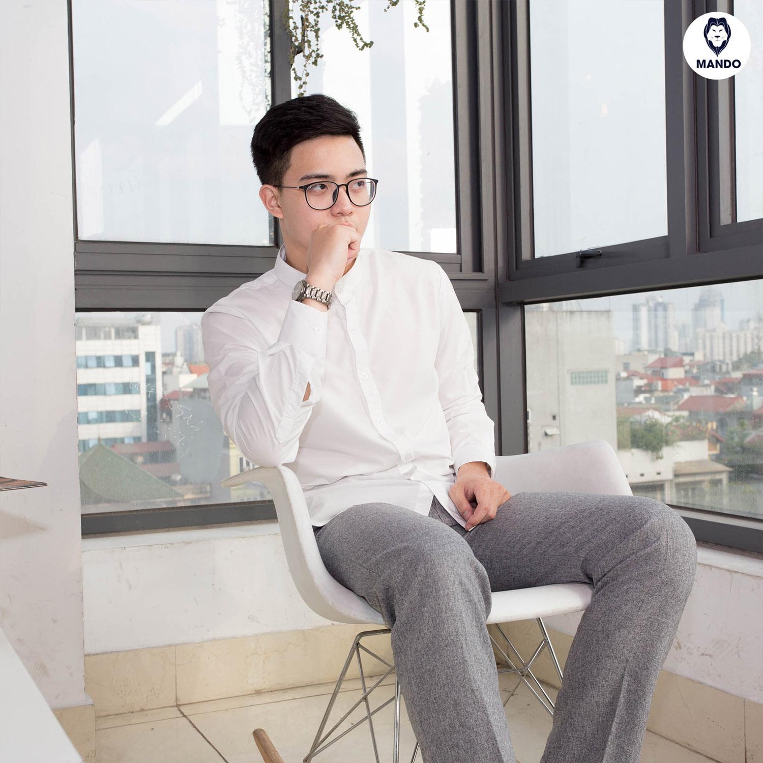 Áo sơ mi công sở Vải lụa nến Trắng trơn thời trang cao cấp Mando - ANT01