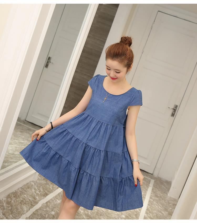 Váy bầu giả bò tầng cộc tay